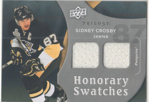 Sidney Crosby 2009 2010 Upper Deck Trilogy " Honorary Swatches" Dual Game Used Jerseys