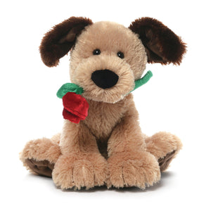 GUND Deangelo Valentine's Day Dog with Rose Stuffed Animal Plush NEW with Tags