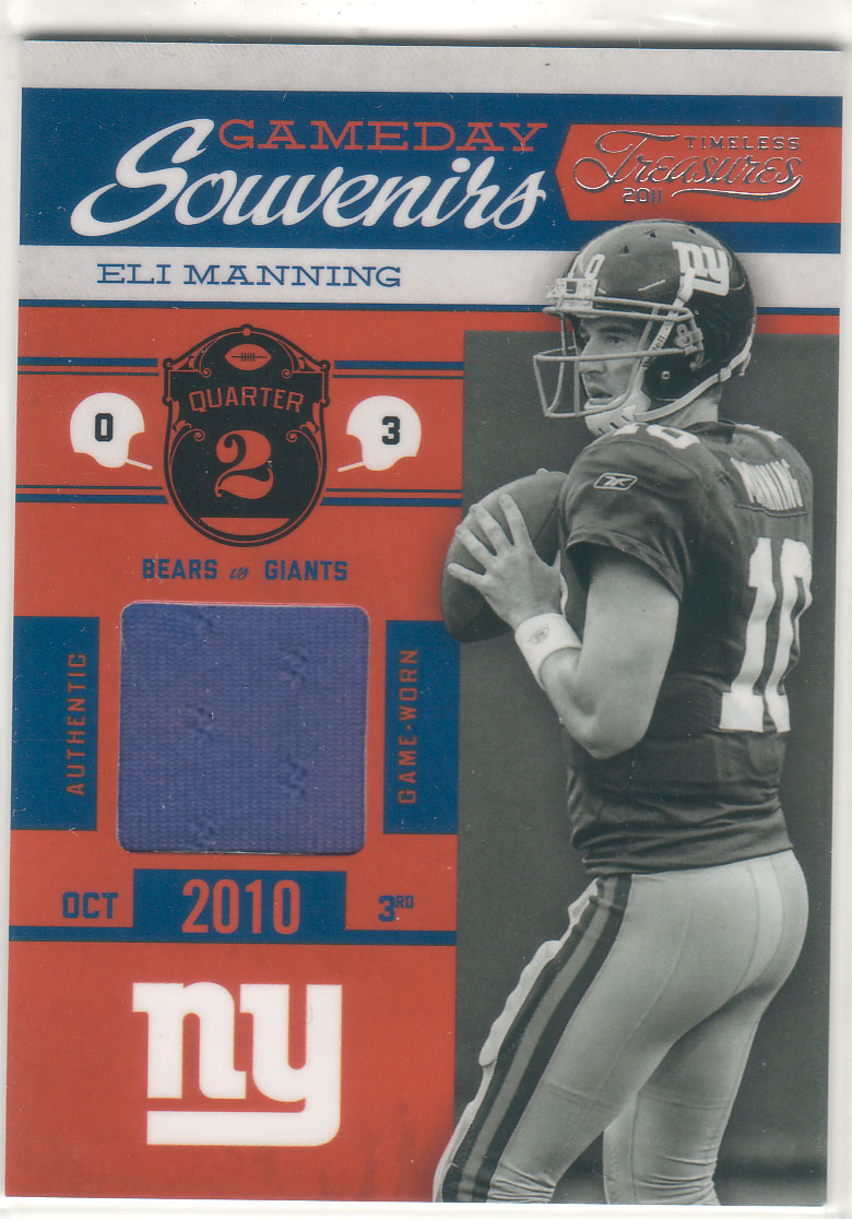 Eli Manning  2011 Panini Timeless Treasures Game Day Souvenirs Game Used Jersey #64/210