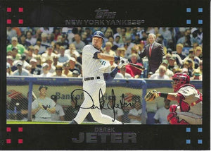 Derek Jeter 2007 Topps Series Shortprint Mint Card #40 with Mickey Mantle and  George Bush