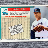 Nolan Ryan 1994 Topps Pre-Production Sample Series Mint Card # 700