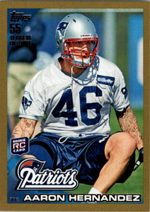 Aaron Hernandez 2010 Topps Gold Parallel Mint ROOKIE Card #96.  SERIAL #1188/2010 MADE!