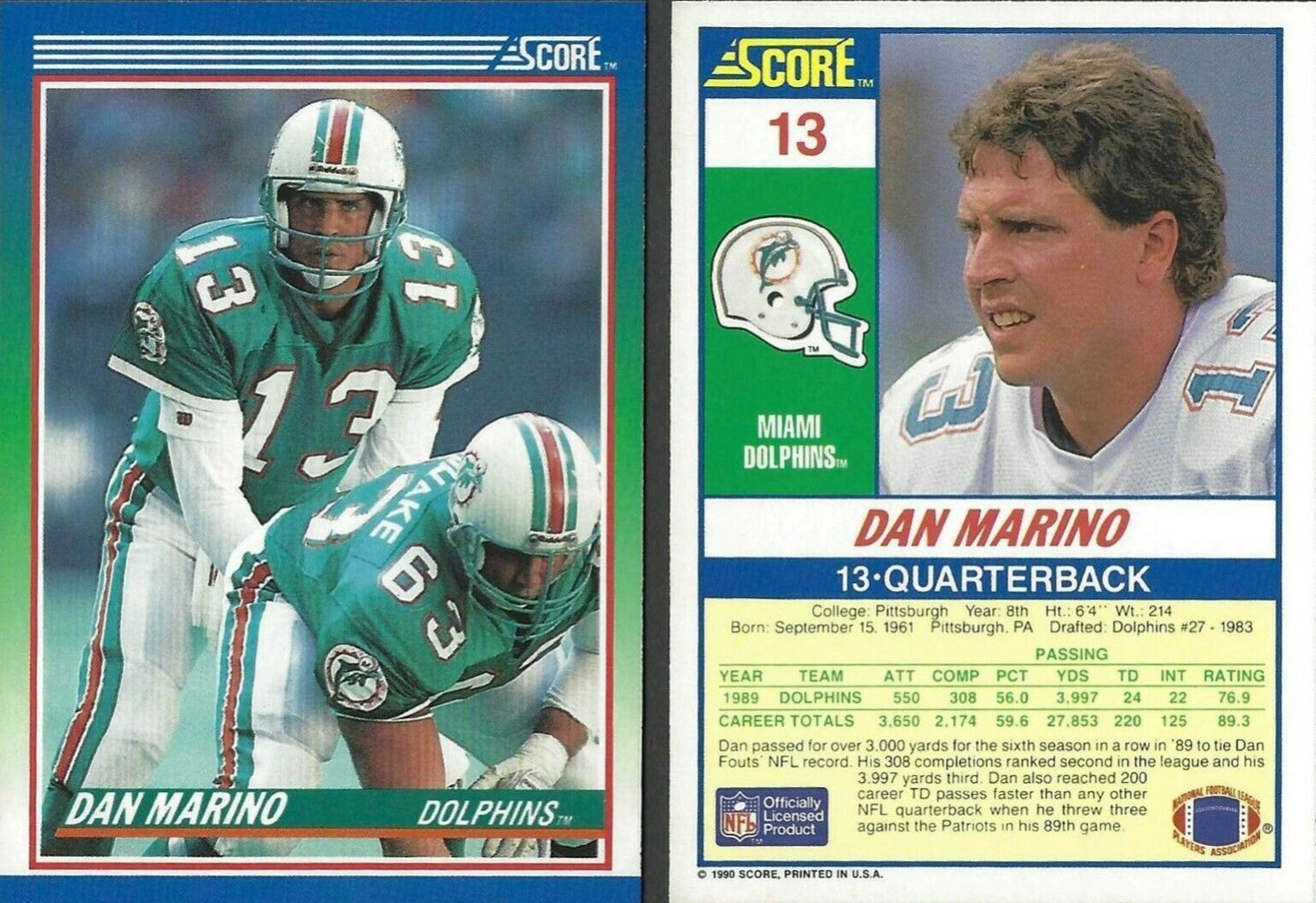 : 1995 Score Miami Dolphins Team Set with 3 Dan Marino