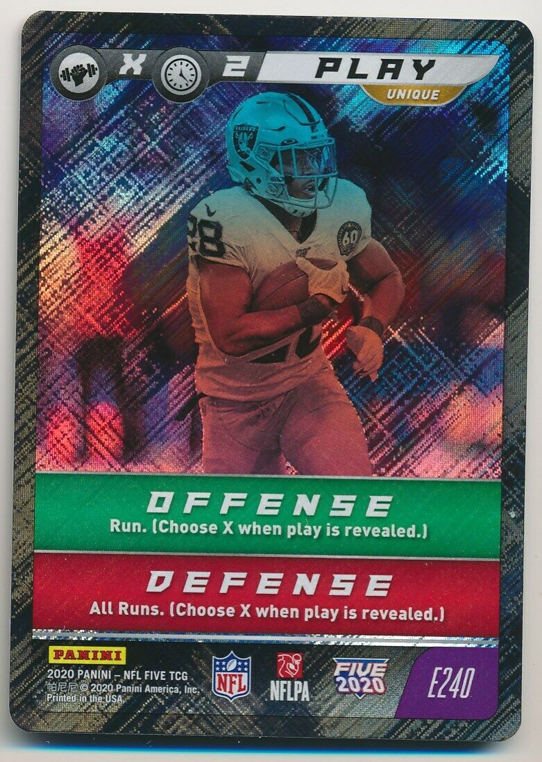 Josh Jacobs 2020 NFL Five Unique Play Epic Foil Series Mint Card #E240