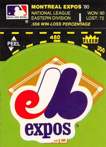 Montreal Expos 1981 Fleer Logo Baseball Diamond Sticker Series Mint Card