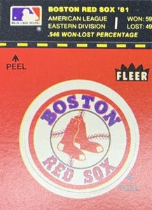 Boston Red Sox 1981 Fleer Logo Sticker Series Mint Card (Red Background)