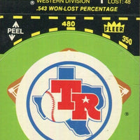 Texas Rangers 1981 Fleer Logo Baseball Diamond Sticker Series Mint Card