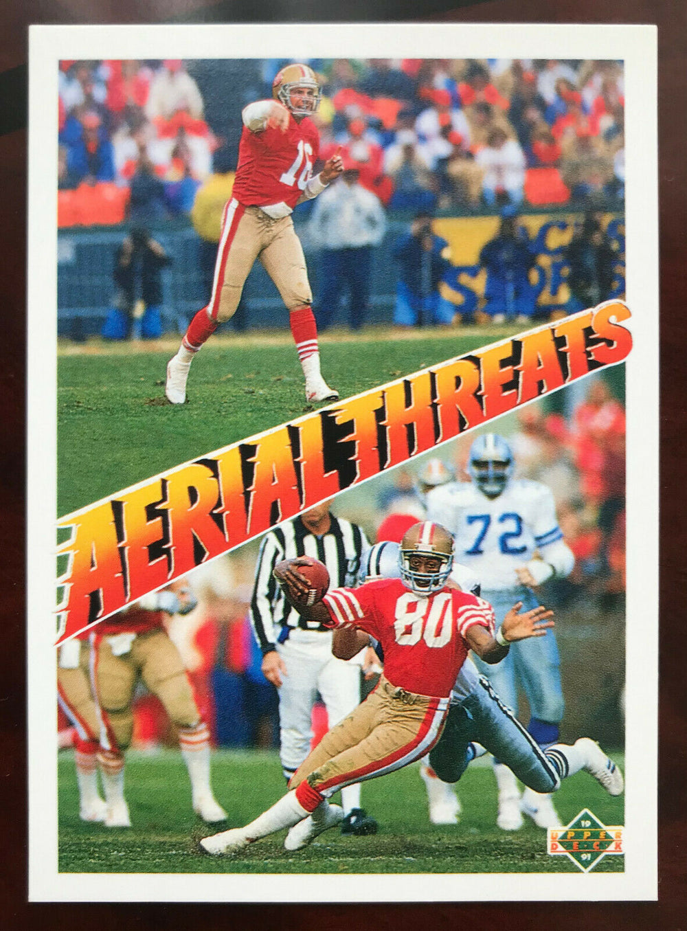 Joe Montana/Jerry Rice 1991 Upper Deck Aerial Threats Series Mint Card #35