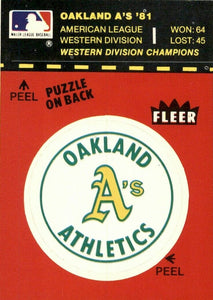 Oakland Athletics 1981 Fleer Logo Sticker Series Mint Card