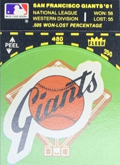 San Francisco Giants 1981 Fleer Logo Sticker Series Mint Card