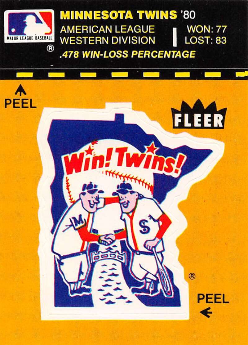 Minnesota Twins 1981 Fleer Logo Sticker Series Mint Card