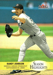 Randy Johnson 2000 Fleer Tradition Update Season Highlights Series Mint Card #U10