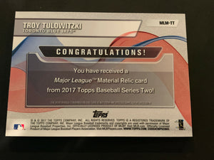 Troy Tulowitzki 2017 Topps Major League Materials Game Used Jersey #MLMTT