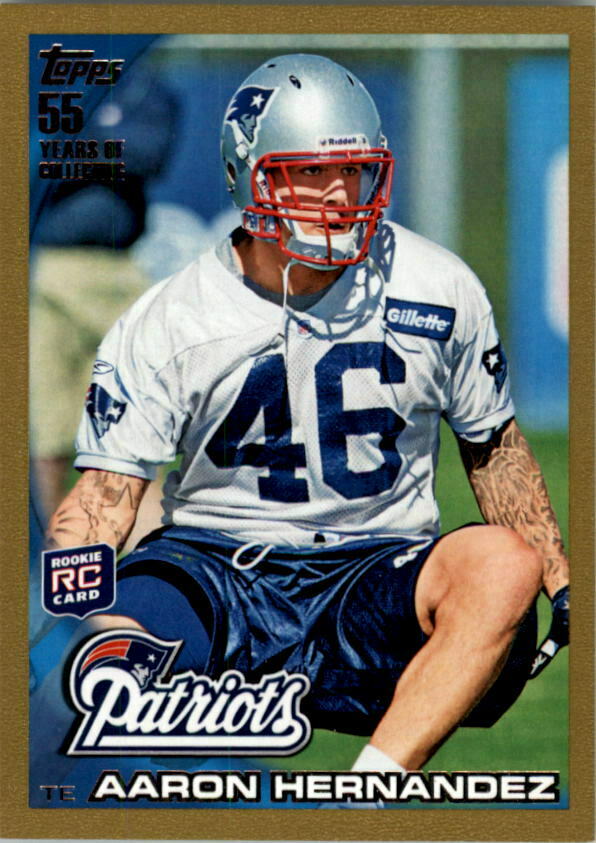 Aaron Hernandez 2010 Topps Gold Parallel Mint ROOKIE Card #96.  SERIAL #1190/2010 MADE!