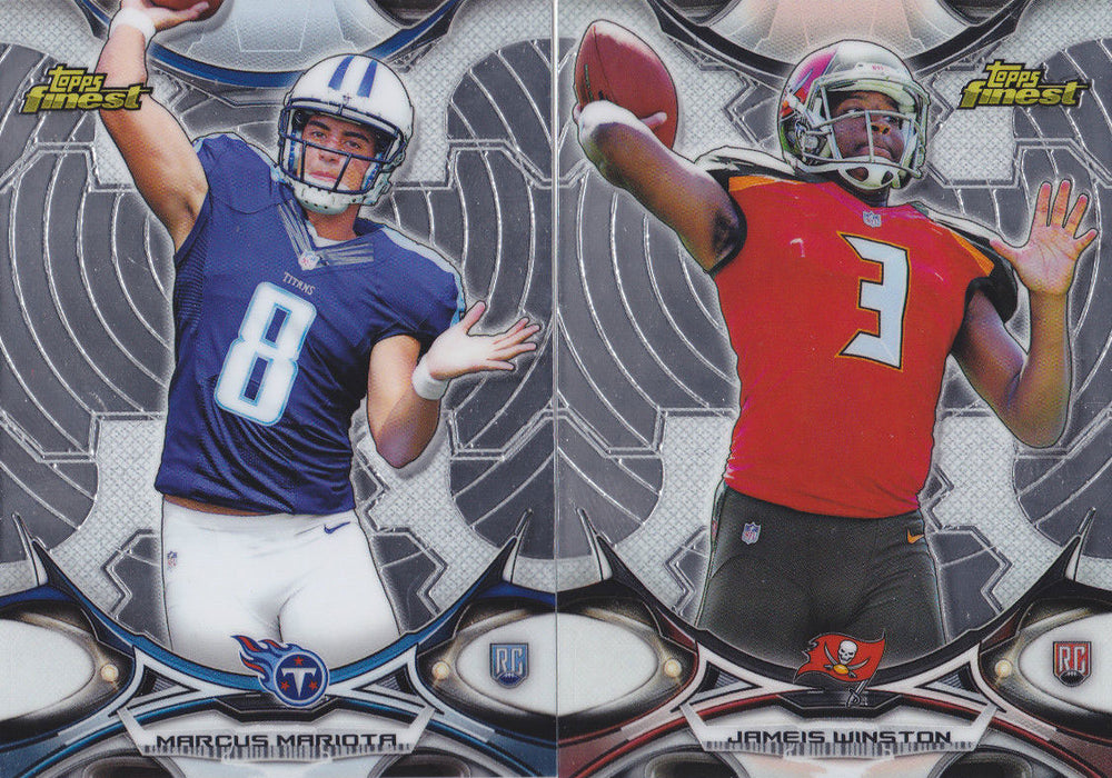 2015 Topps Finest Football Series Complete Set with Stars and Rookies including Stefon Diggs, Jameis Winston, Tom Brady Plus