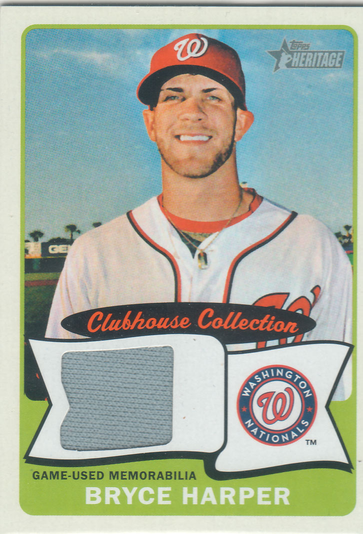 Bryce Harper 2014 Topps Heritage Game Used Jersey Card (Gray