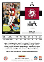 Jalen Hurts 2020 Score Football Series Mint Rookie Card Red Parallel Version #394 Alabama Jersey
