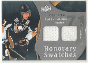 Evgeni Malkin 2009 2010 Upper Deck Trilogy " Honorary Swatches" Dual Game Used Jerseys