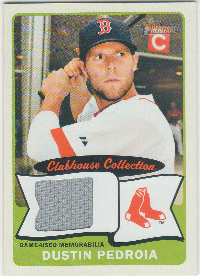 Dustin Pedroia 2014 Topps Heritage Game Used Jersey Card (Gray Swatch)