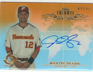 2013 Martin Prado Topps Tribute World Baseball Classic AUTOGRAPHED Card #2 of only 25 made.