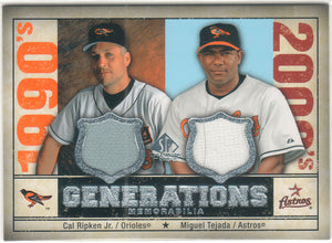 Cal Ripken Jr. / Miguel Tejada 2008 SP Legendary Cuts "Generations" Dual Game Used Jerseys