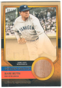 2012 Babe Ruth Topps Golden Greats RARE Authentic Game Used Bat Piece #6/10 Made
