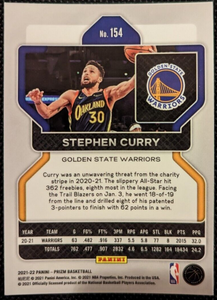 Stephen Curry 2021 2022 Panini Prizm Series Mint Card #154