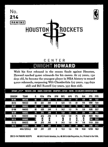 Dwight Howard 2013 2014 Hoops Series Mint Card #214