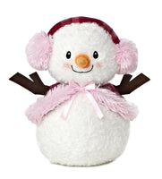 Aurora Bundled Up Snow Lady Snowman Pink Plush 10" Carrot Nose Stuffed Toy NWT
