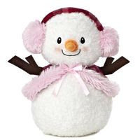 Aurora Bundled Up Snow Lady Snowman Pink Plush 10" Carrot Nose Stuffed Toy NWT
