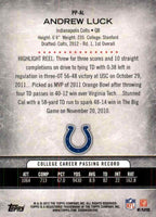 2012 Topps Prolific Playmakers Football Series 50 Card Set with Andrew Luck Rookie Year PLUS
