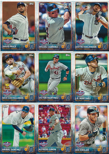 Detroit Tigers 2015 Topps OPENING DAY Series 9 card Team Set with Justin Verlander, David Price, Miguel Cabrera plus